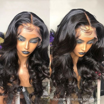 Drop Ship Mink Peruvian Human Hair Vendor Invisible HD Swiss Lace Pre Plucked Body Wave Curly Hair 360 Lace Frontal Wig